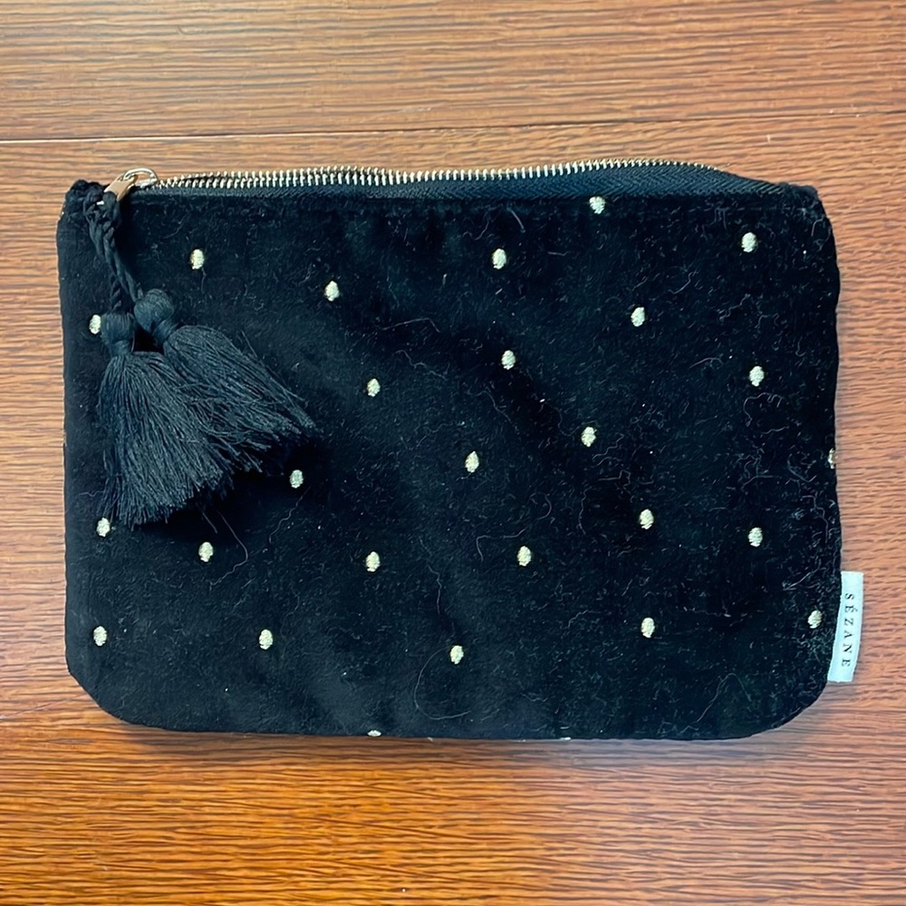 Sézane black and gold velvet pouch